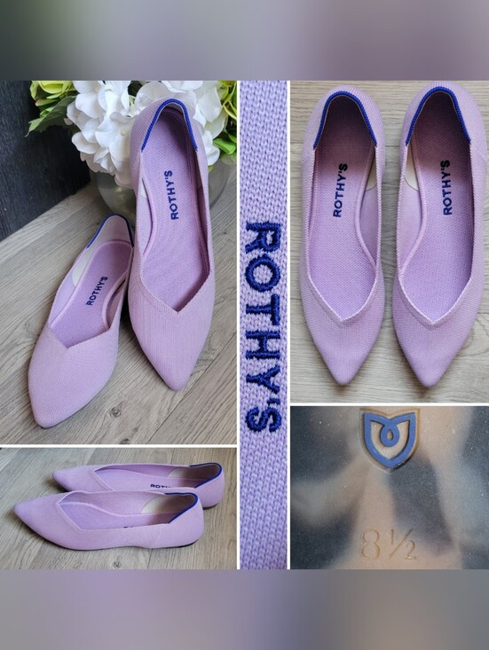 Rothy's Shoes - Rothy's The Point Soft Orchid Lilac & Tortoise Sole Flats, Women US 8.5 EU 39